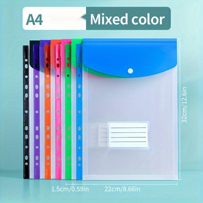 [Vibrant File Folders] 12-Pack A4 Expanding File Folders | Durable PP Plastic, Push-Button 11-Ring Binder Pockets, Vibrant Colors