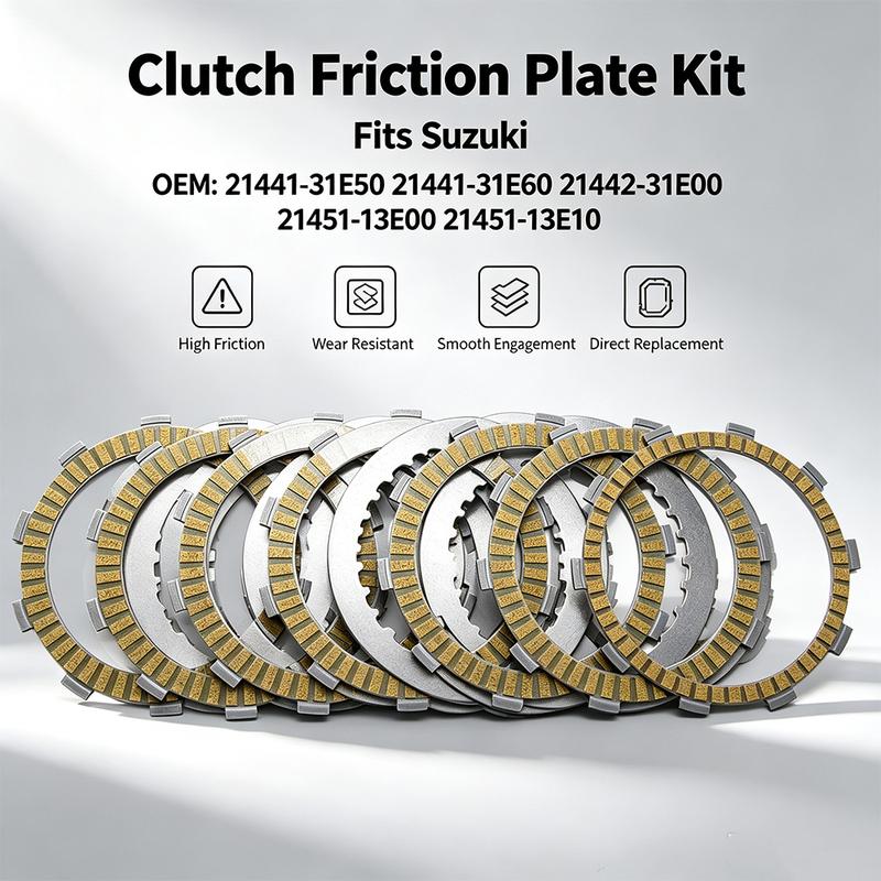 Motorcycle Friction Clutch Plates For Suzuki DR250R SJ45A DR250 Dejbel 250 DR-Z 250 K1-K7 (DJ43A) OEM:21451-13E00/21451-13E10