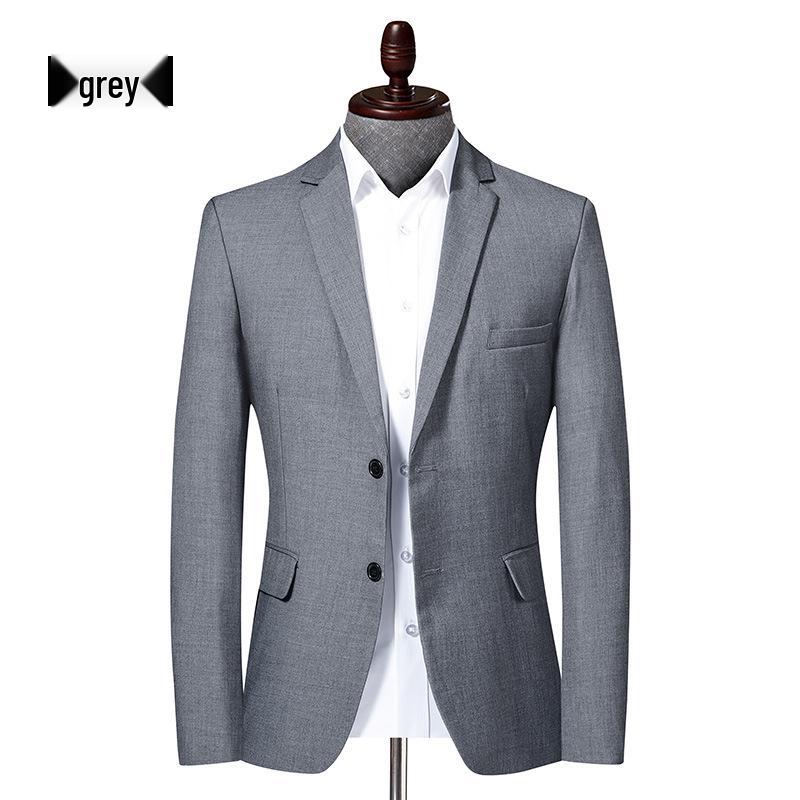 Men's Solid Color Slim Fit Blazer - Korean Style Casual Suit for Autumn & Spring