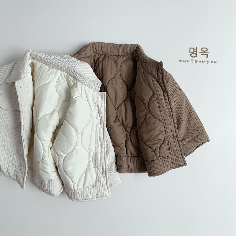Kids Padded Shirt Jacket Unisex Boys Girls Korean Style Winter Warm Baby Top