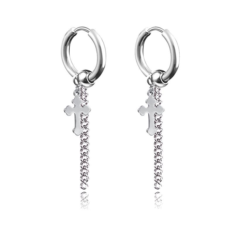 1 Paar Modische Punk Gothic Edelstahl Hängeohrringe Stecker für Damen Herren Gothic Street Pop Hip Hop Rock Ohrschmuck Geschenk