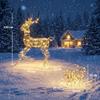 Illuminated Reindeer and Sleigh Set, 2-Piece Outdoor Christmas Decoration Made of Poly Rattan, with LEDs, 8 Modes, Timer