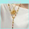 Sun Pendant Necklace With Tassel And Star Shape For Women Elegant Style