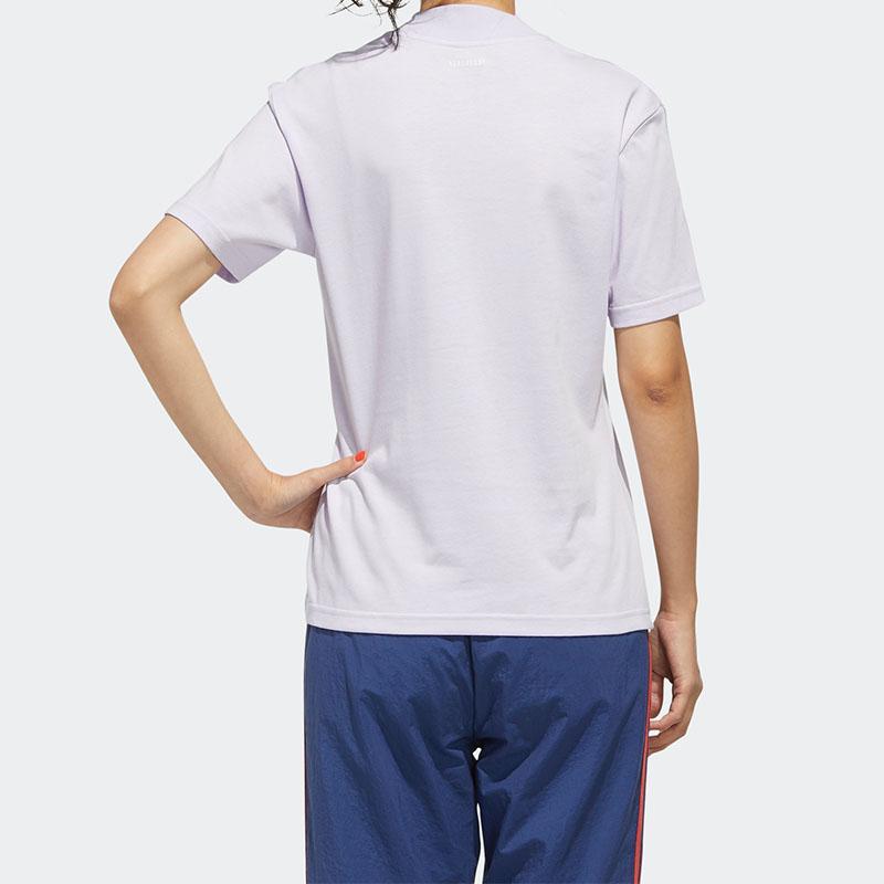 Adidas T-shirt Esportiva Neo Casual com Gola Canelada Tops Femininos Roxo-Claro GD8562