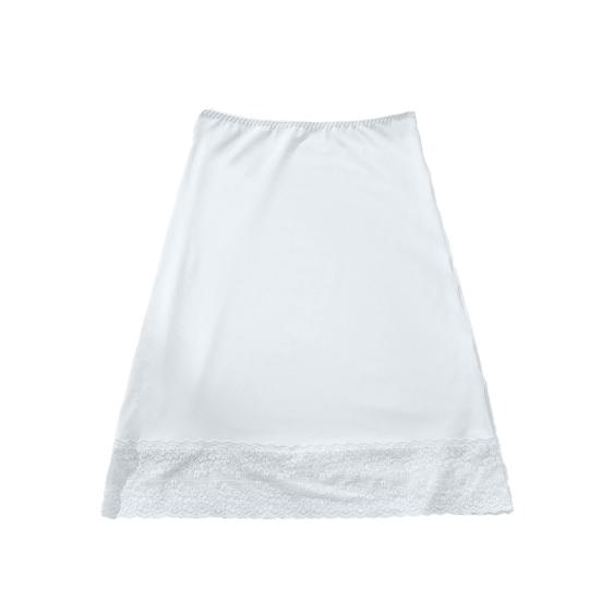 High-Waisted Bottom Skirt Solid Color Soft Breathable Fabric Slimming Skirt with Lace