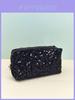 Velvet Sequin Makeup Bag With Large Capacity For Travel And Daily Use