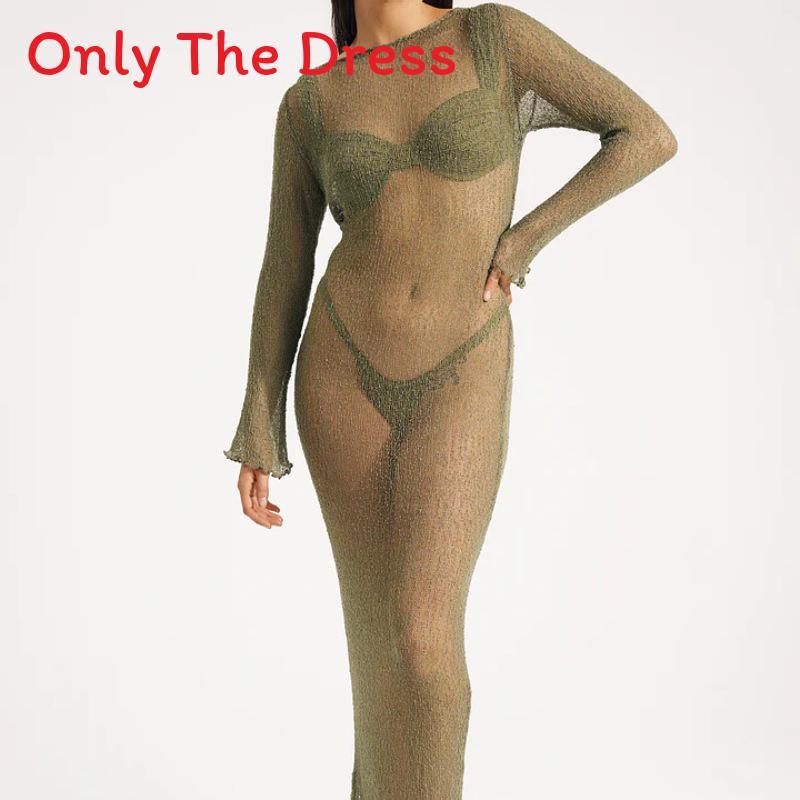 Sexay Knit Long Sleeve Dress With 3d Pattern For Nightclub And Beach Wear