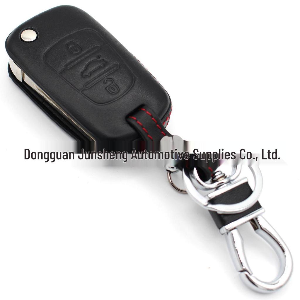 4D Leather Key Case for Hyundai & Kia: Fits K2, K5, Rio, Sorento - 3-Button Folding Key.