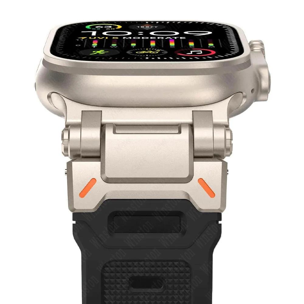 Watchband Rubber Strap for Apple Watch Band Ultra 2 1 49mm 45mm 44mm 42mm Soft Silicone Bracelet for IWatch Series 9 8 7 6 SE 5 4 Correa