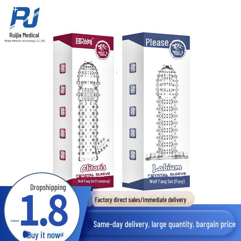 Enhancing Transparent Wolf Tooth Penis Sleeve for Length, Thickness, and Intensity