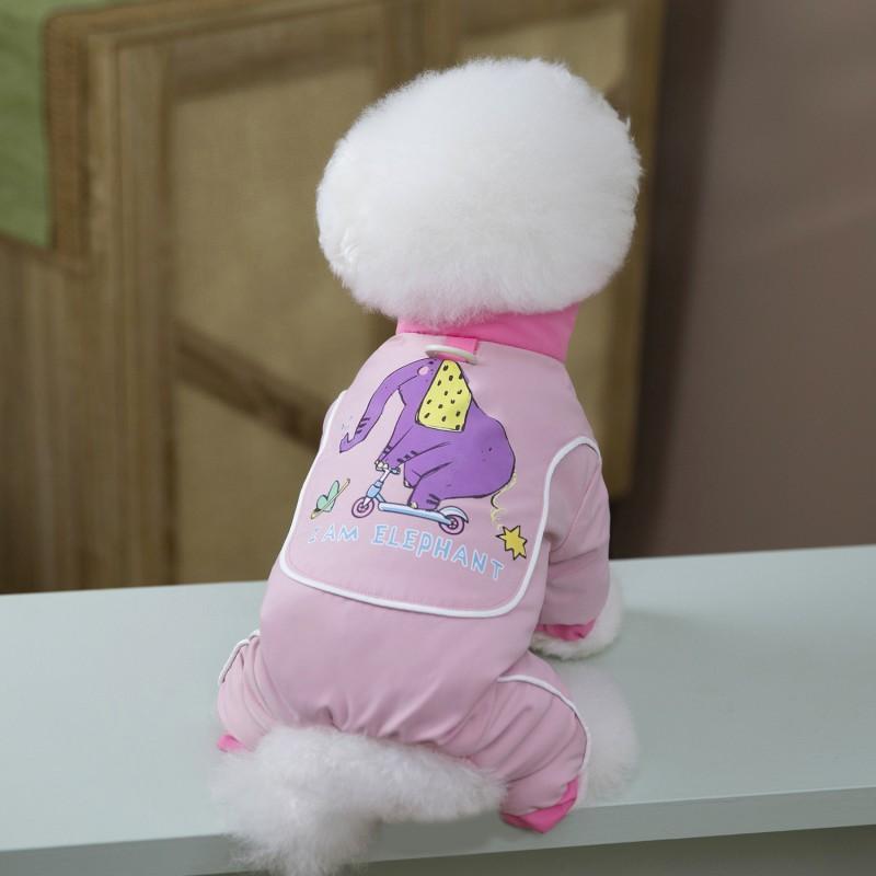 Winter Dog Four-Legged Cotton Coat Cartoon Print Pet Warm Outfit Small To Large Breeds