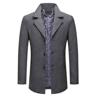 Autumn Men's Suit Woolen Men's Coat Fashionable Cotton Thickened Business Non-ironing Wool Coat Men's Coat