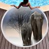 Wild Animal Elephant Round Beach Towel with Tassels Microfiber Soft Absorbent Quick Dry Sand Proof Towel For Picnic Camping Yoga