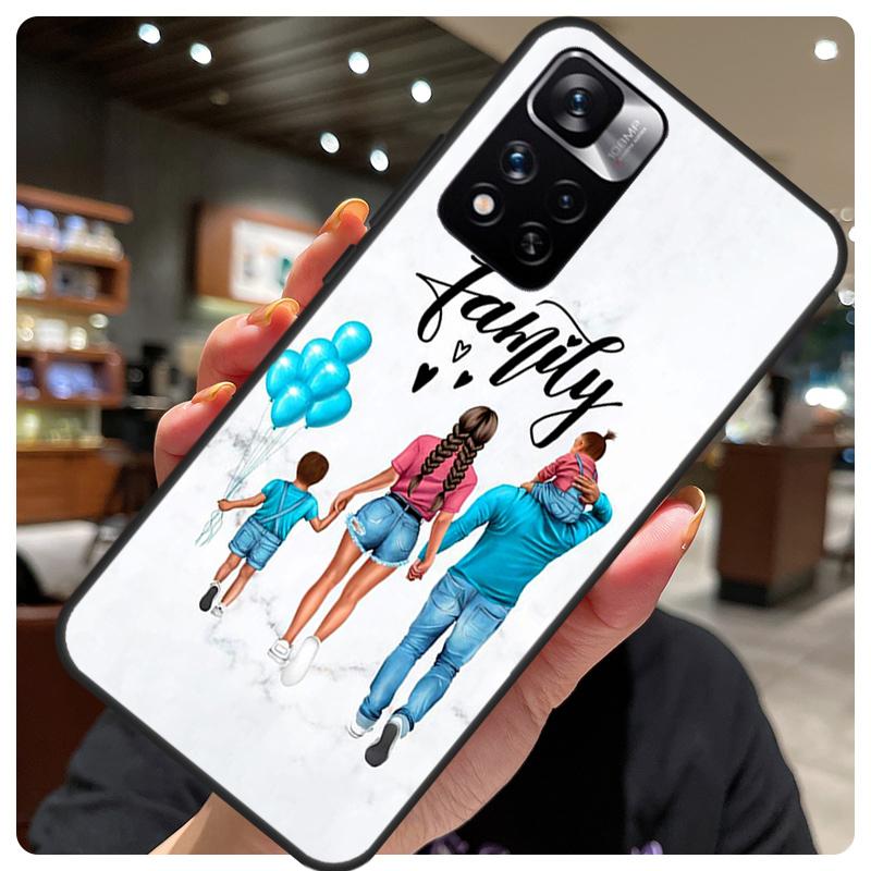 

Baby Mother Brown Girl Family For Redmi Note 11 Pro Case For Redmi Note 12 8 9 10 Pro 8T 9S 10S 11S 12S 12C 9C 10C Coque Redmi Note 9