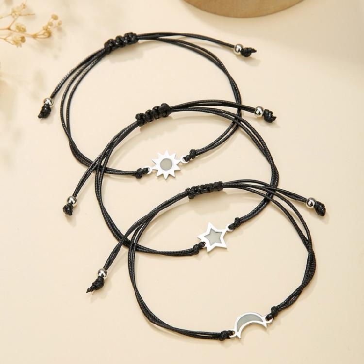 3er-Pack Auffällige Mond Sonne Stern Freundschaftsarmbänder Verstellbares Handgefertigtes Kordel Armband Für Beste Freunde