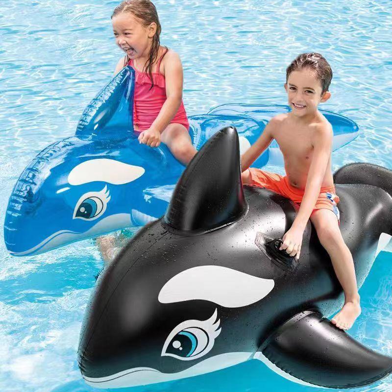 Schwarzer Hai Blauwal Großes Krokodil Wasser aufblasbares Schwimmbett Kleines Krokodil Reittier Schwimmring Schwimmen Wasser Outdoor aufblasbar