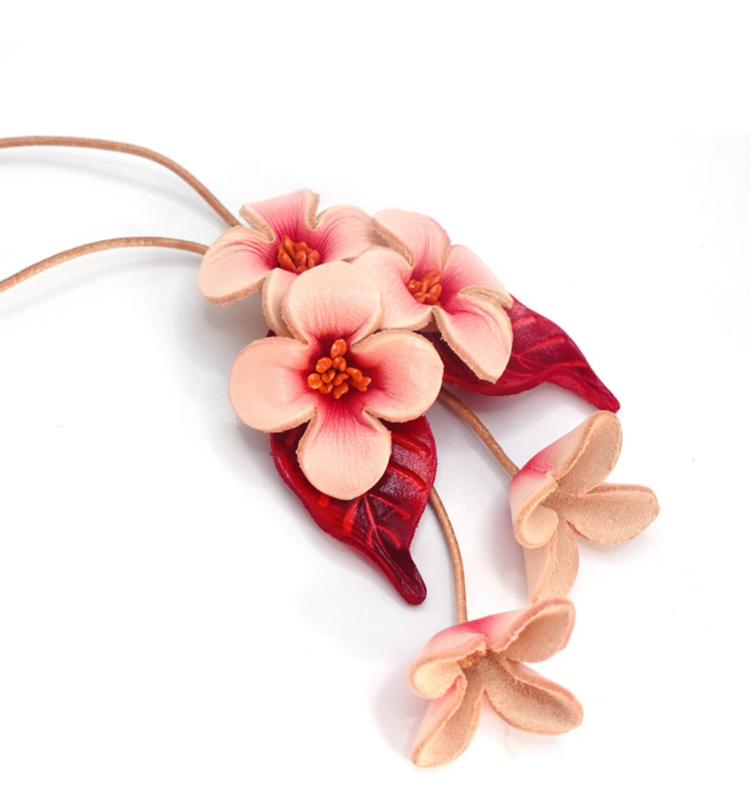 Genuine Top Grain Cowhide Floral Car Hanging Ornament Elegant Handbag Charm Fashionable Auto Interior Decor Cute Gift for Women