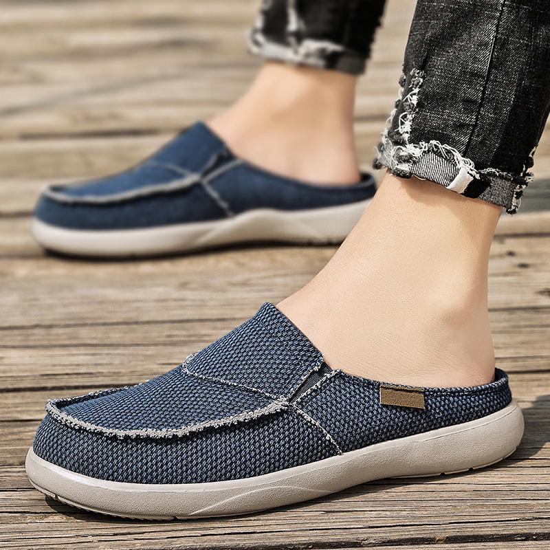 Large Size Lazy Shoes, Half Slippers, Men's Lightweight Summer Men's Bag Head and One Pedal Men's Shoes, Spot Breathable