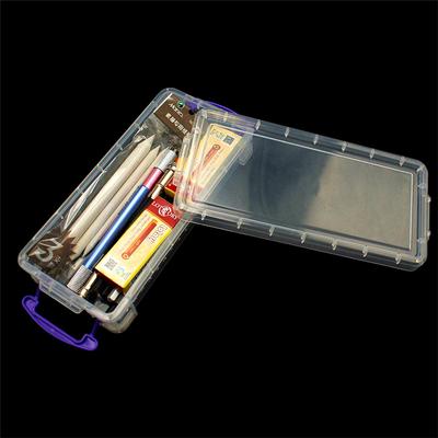Estuche de plástico transparente para lápices, gran capacidad, sencillo, con doble hebilla.