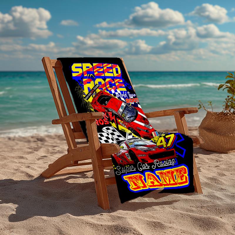 Personalisiertes Ultra-Weiches Strandtuch mit Rennsport-Thema, Ideal für Pool - Camping, Tauchen - Perfektes Reiseutensil, Lebendiges Strandtuch.