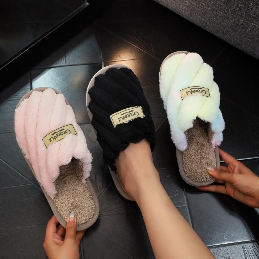 Hemma Håriga Tofflor med Öppen Mun för Värme, Vår- och Hösttofflor för Par, Höst- och Vintergolvtofflor