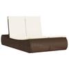 VidaXL Double Sun Lounger with Brown Wicker Cushions, Sunbed, Outdoor Daybed, Garden Daybed, 368091