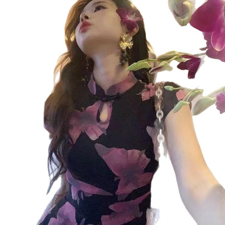 2026 New Chinese Retro 'Breaking the Cocoon' Butterfly Improved Qipao Dress - Women's Summer Short Sleeve Elegant Dress