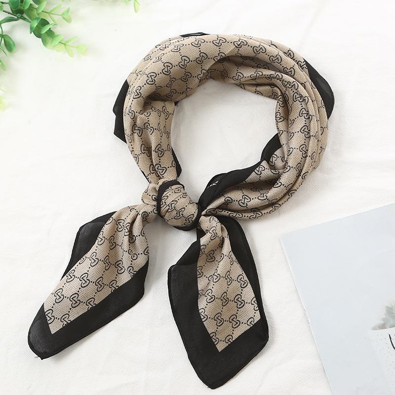 Striped Silk Scarf: 70x70cm Women's Square Scarf, Korean Versatile Style, Professional Summer Thin Decorative Scarf