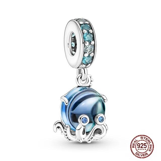 Charms FitFashion 925 Silver Original Bracelet Luminous Firefly Butterfly Turtle Feather Blue Eyes Beads DIY Daily Jewelry Gift