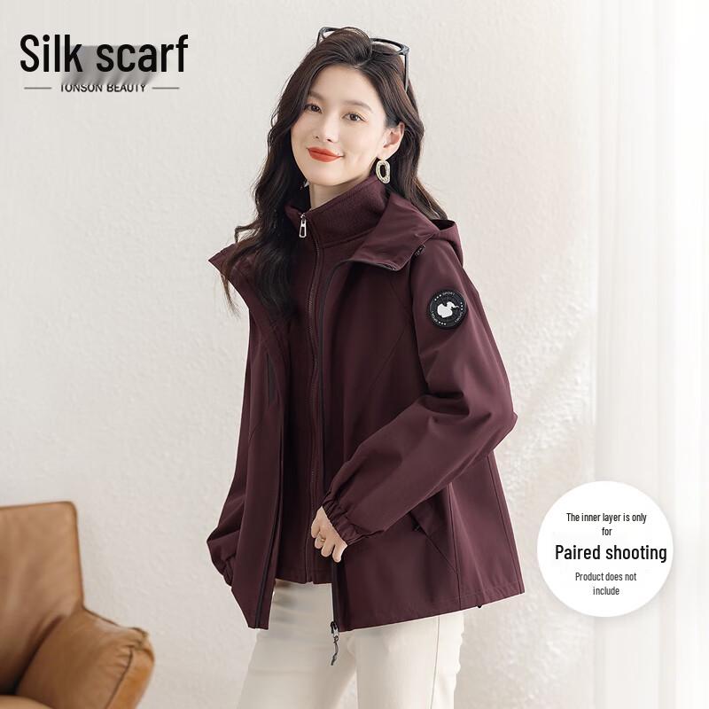 

Women s Solid Color Round Neck Loose Fit Jacket S