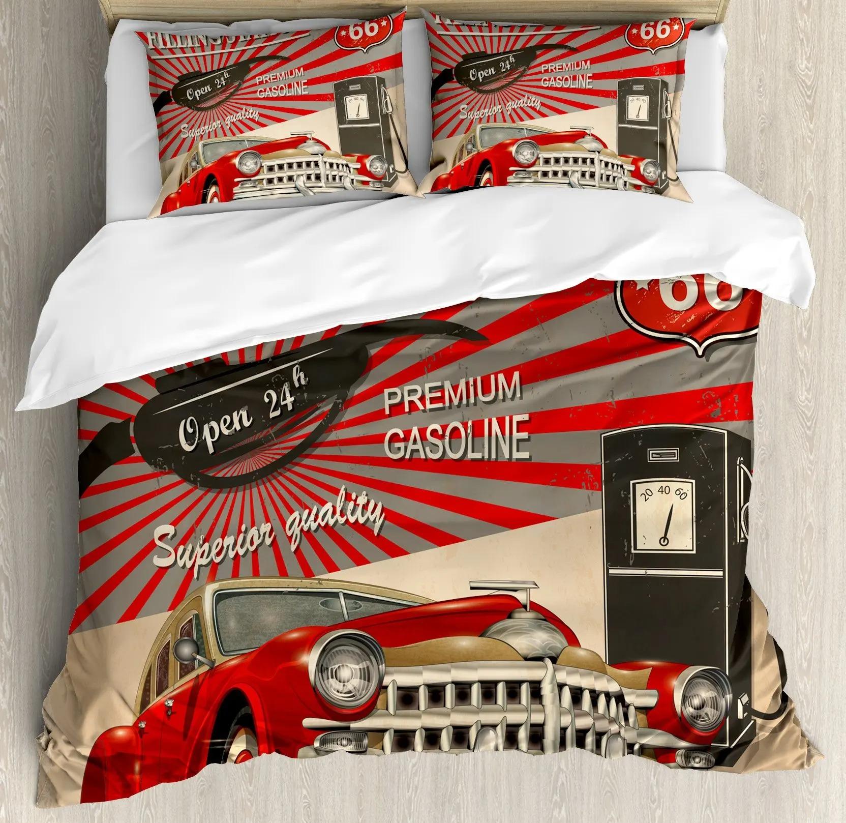 

American Route 66 Bed Linen Collection Quilt Cover 12 Pillowcase Comforter Cover Polyester Quilt Cover King Dimension Queen Dimension Duvet Collection EU Single 135x200cm