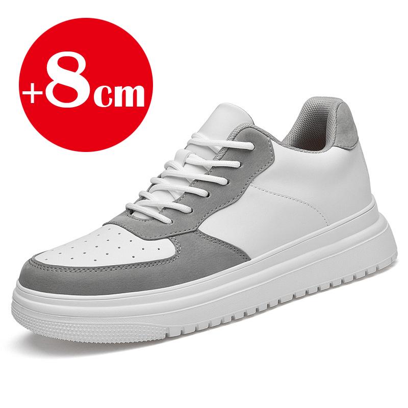 2025 Nuove Scarpe Aumenta Altezza per Uomo 8cm Sneakers Elevator Invisibili Pelle Bianca Sport Zapatillas De Hombre Taglia Grande 46