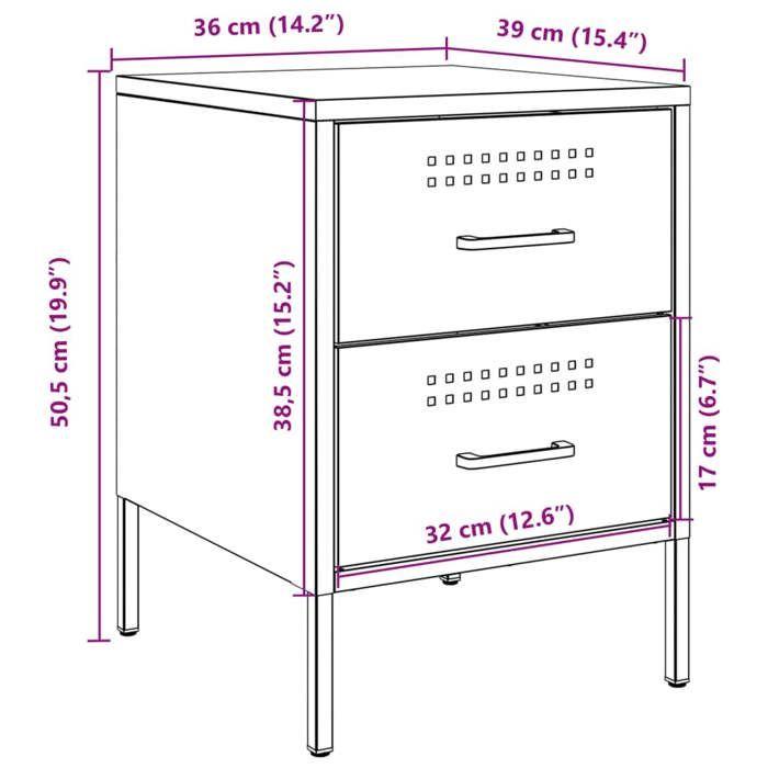 VidaXL Bedside Table Black 36x39x50.5 Cm Steel, Cabinet, Side Cabinet, Phone Stand, Nightstand, Furniture 842922