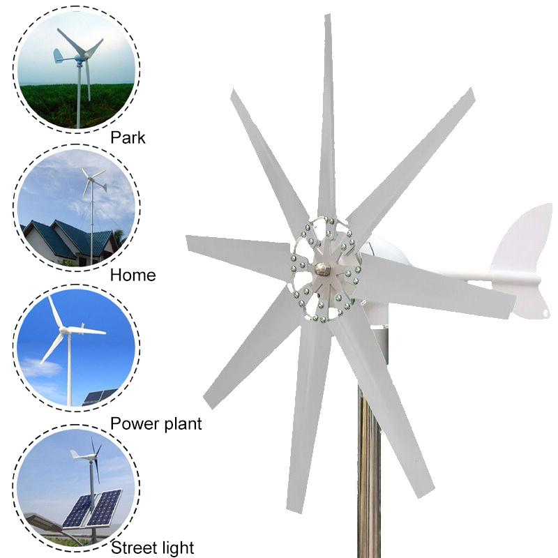 8 Blade Wind Turbines Generator Efficient Wind Turbines Horizontal Home Power Windmill Energy Turbines Charge 4000W 8 pcs 24/12V