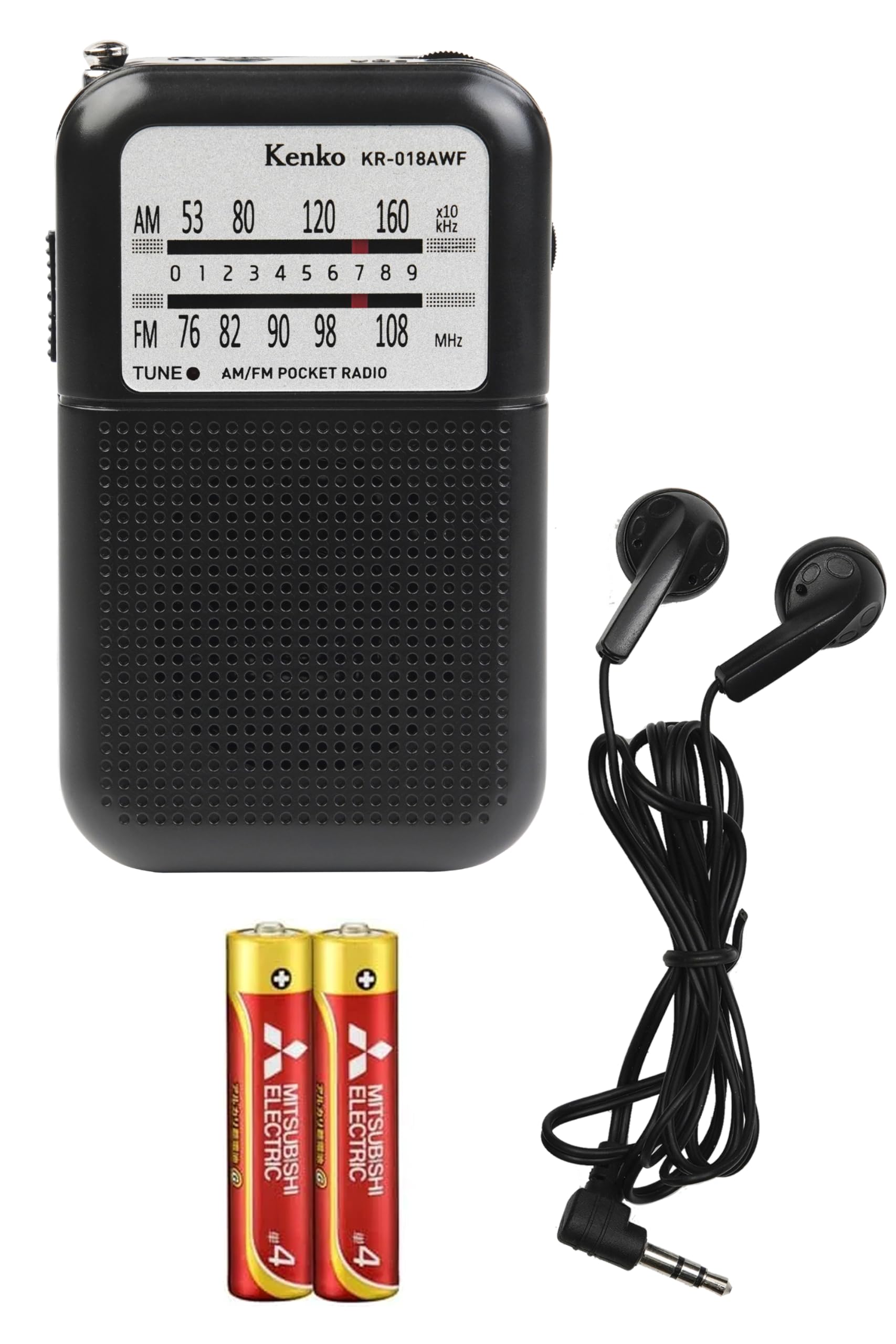 

Kenko Portable Radio ST Pocket Radio AAA Battery Set Compatible with FM Monaural Earphones Included 446461 KR-018AWF AM/FM/Wide чорний