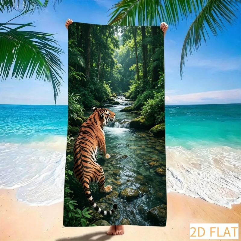 Super Absorbent Beach Towel Quick Dry Microfiber With Bold Animal Print, Sand-Free Blanket For Picnic & Adventure Vibes