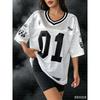 American Sports Fashion V-Neck T-Shirt Street Y2K Hip-Hop Jersey Women's Kid Loose Breathable Quick Drying Casual Versatile Top