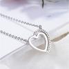 S925 Sterling Silver Double Heart Necklace Women's Fashionable Simple Temperament Heart-to-Heart Printed Clavicle Necklace