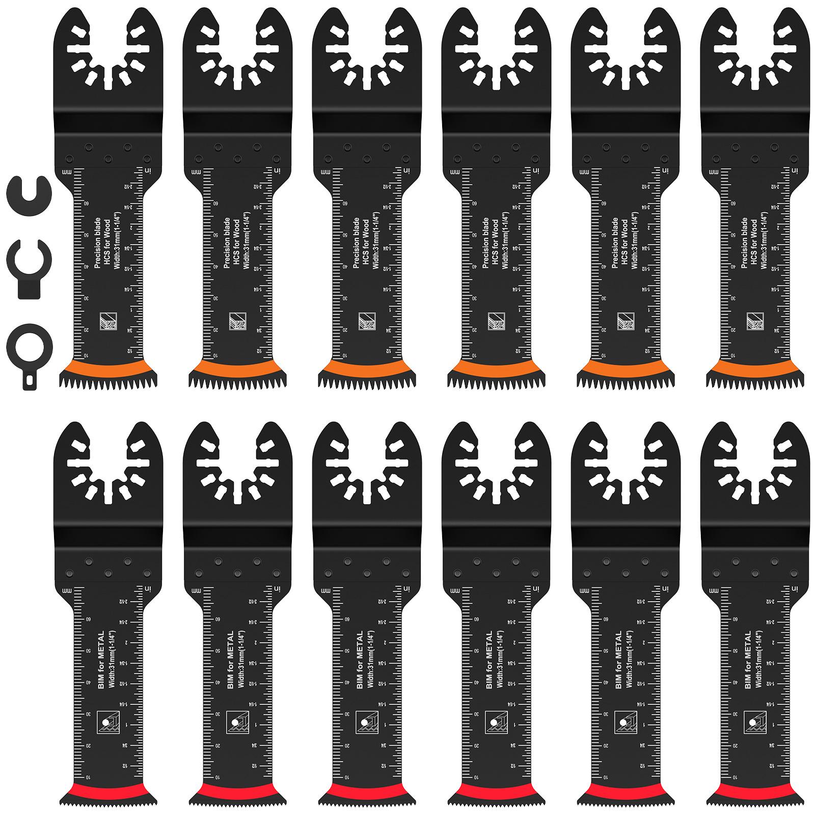 

12/24Pcs Extra Long Oscillating Saw Blade Set Bimetal Oscillating Multitool Blade Precision Teeth Saw Blade Plastic Metal Cuttin