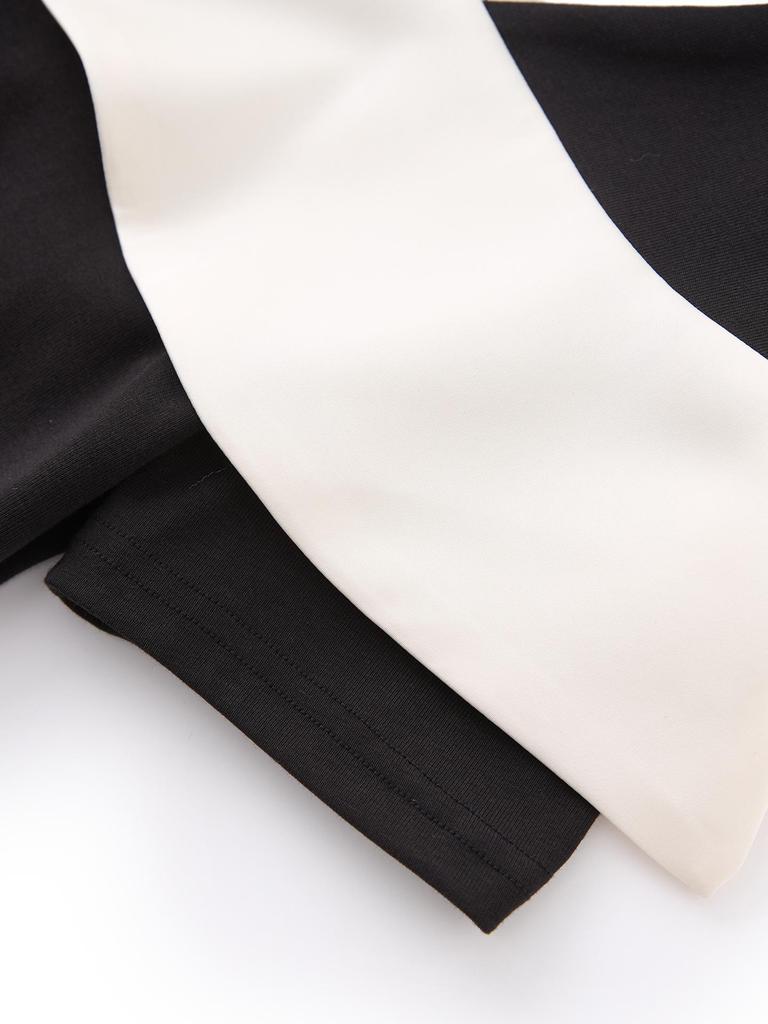 Color Block Stitching Irregular T-shirt - Women's Summer Slim Fit Short Sleeve Top In Gentle Temperament Style