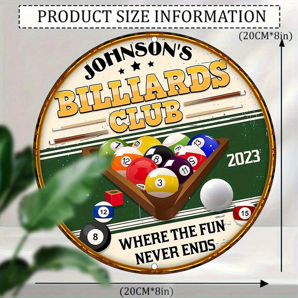 1pc Vintage Johnson'S Billiards Club Wood Sign, UV Printed Wooden Plaque, Dustproof Wall Decor for Home, Garage, Cafe, Restaurant, and BarInches
