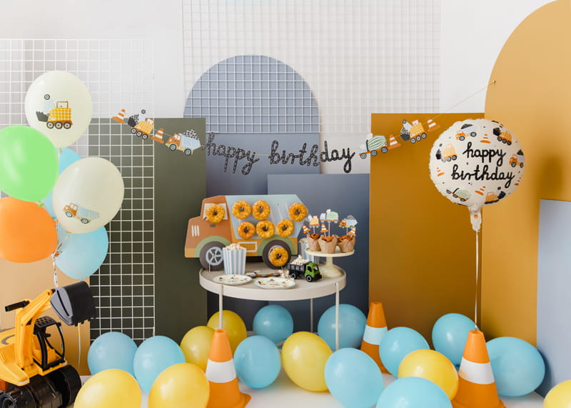 Partydeco Balon Foliowy Pojazdy Budowlane 45 Cm Mix