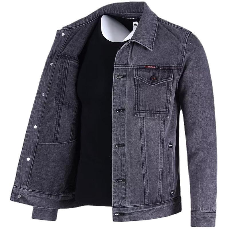 Men's Spring/Autumn 2023 Trendy Workwear Denim Jacket: Cool & Casual Teen Outerwear