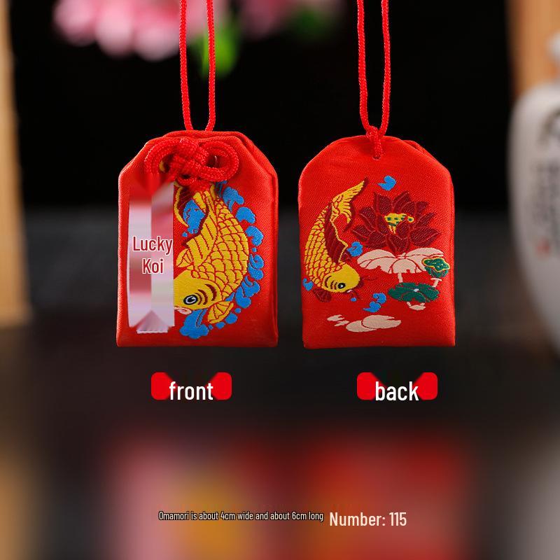 Japanese Omamori Knot Lucky Bag: Embroidered Brocade Pendant for Car or Home Wealth Attraction
