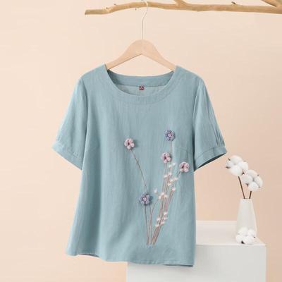 Reines Baumwoll-Rundhals-Damen-T-Shirt