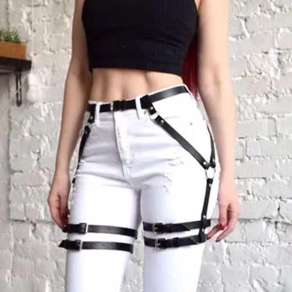 PU Leather Hollow Belt for Pants Punk Body Harness Belt Harness Waist Belt  Waist Accessories