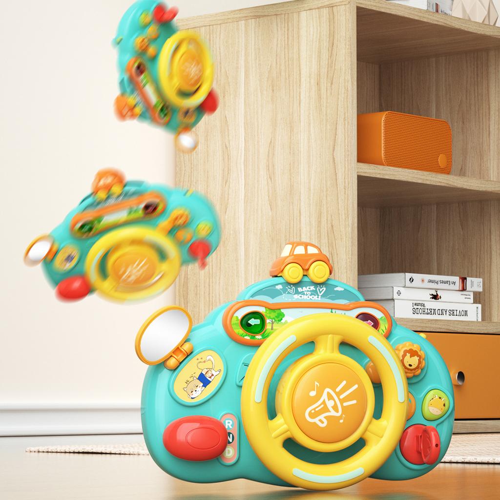 Baby Electric Simulate Driving Car Copilot Steering Wheel Early Educational Stroller Driving Musical Toys for 0-36months Toddler