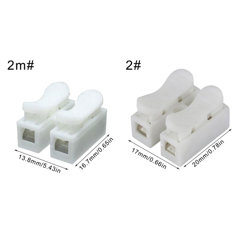 100Pcs Push Quick Wire Cable Connector Spring Clamp Terminals 2 Pin Spring Wire Connectors Wiring Terminals Easy to Use