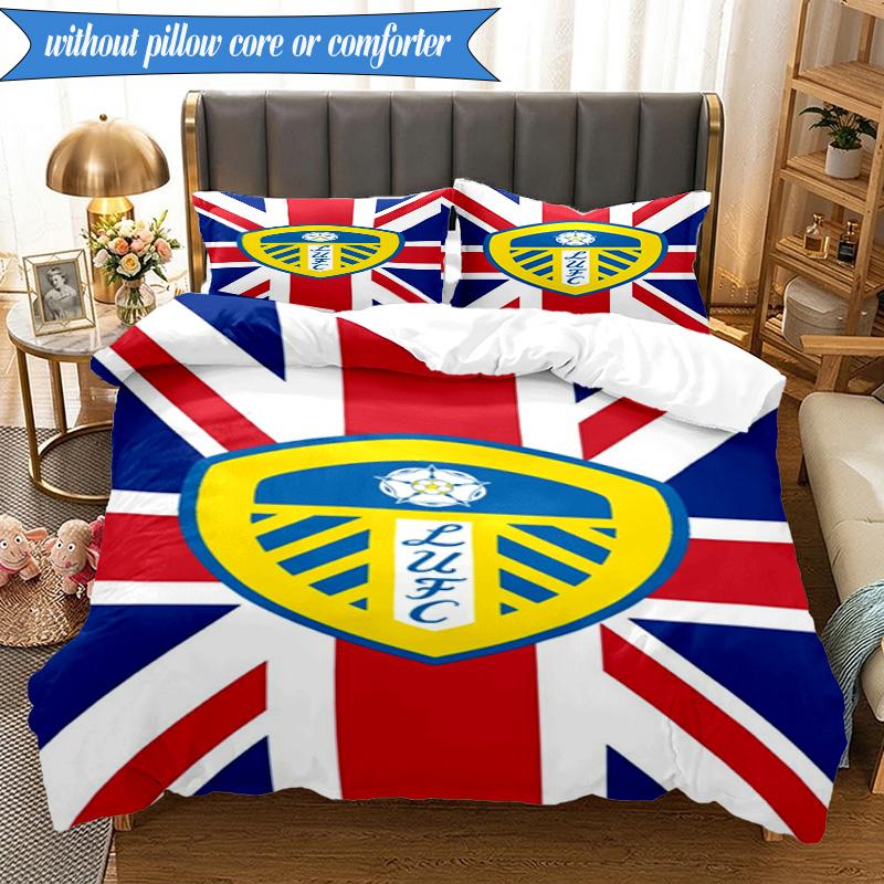 3PCS Leeds Crest Design Printed Soft Bedding Set,Including 1pc Duvet Cover And 2pcs Pillowcases Perfect for Bedroom, Dormitory, Fan gift