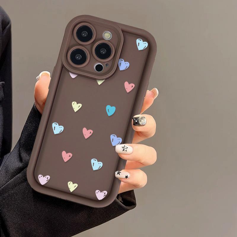 Cute Heart Pattern Phone Case For iPhone 17 Air 16 e 15 14 13 12 11 Pro Max Plus Mini SE 2020 2022 Soft Back Cover